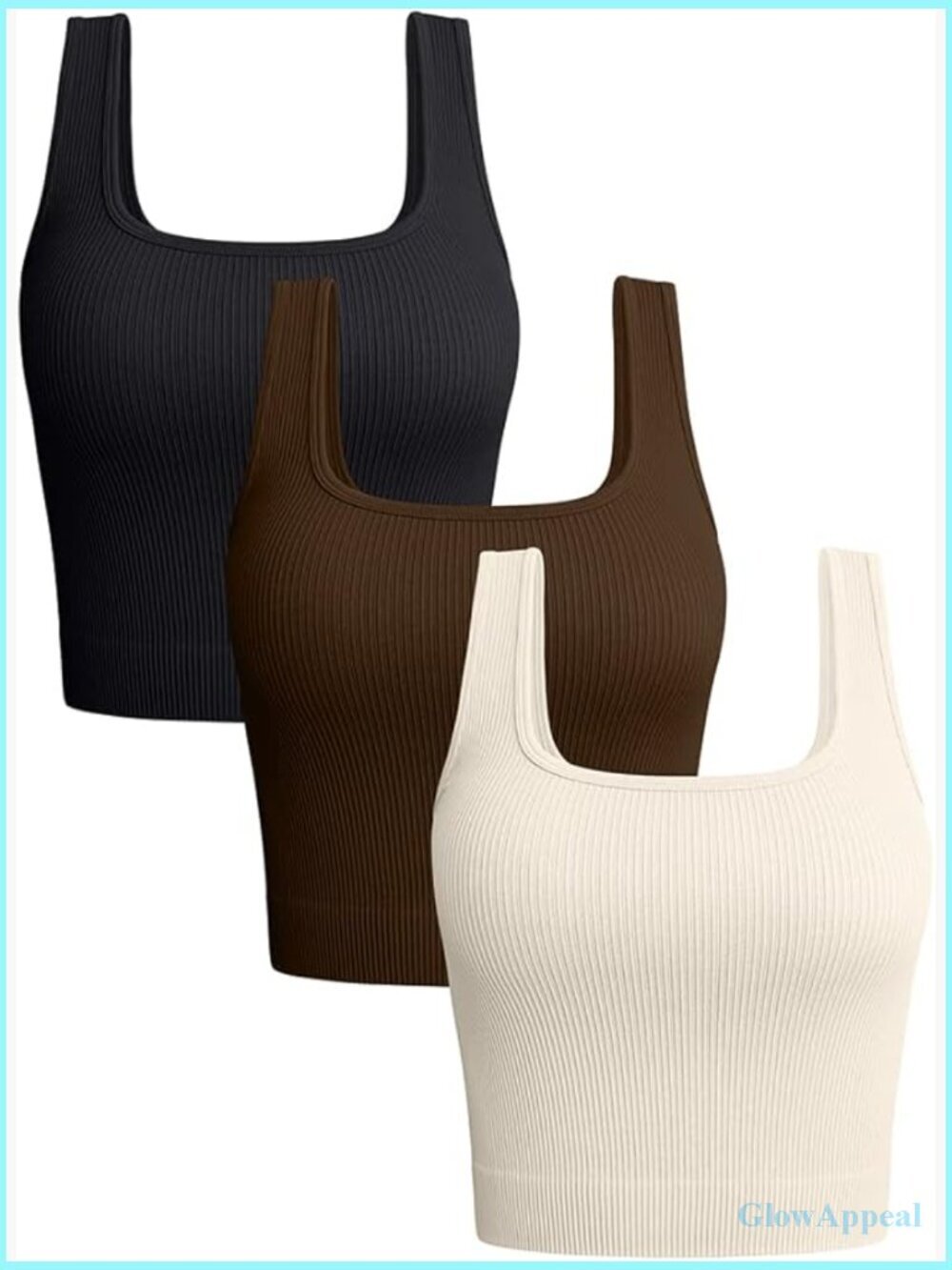 Ribbed Seamless Workout Tank Tops 3 Pack